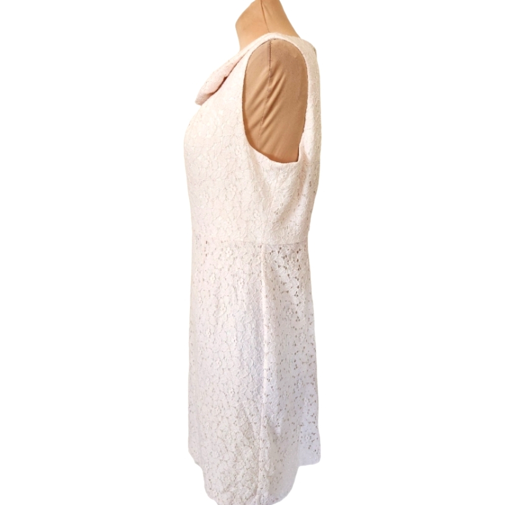 ELIE TAHARI Pale Pink Lace Eyelet Sheath Dress - Size 12 - Picture 6 of 12